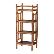 bali & pari Basile Marbled Tortoise Natural Rattan Display Shelf - 4-Tier Handcrafted Wicker Etagere, Tropical Vertical Bookcase for Living Room or Entryway